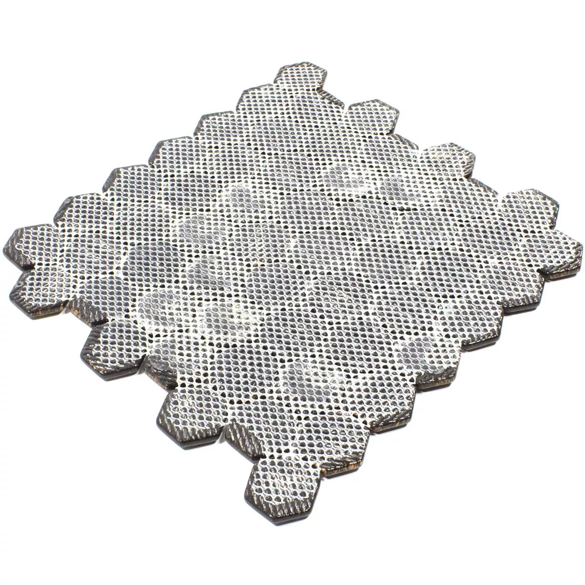 Muestra Mosaico de Cristal Azulejos Leopard Hexagonales 3D Gris