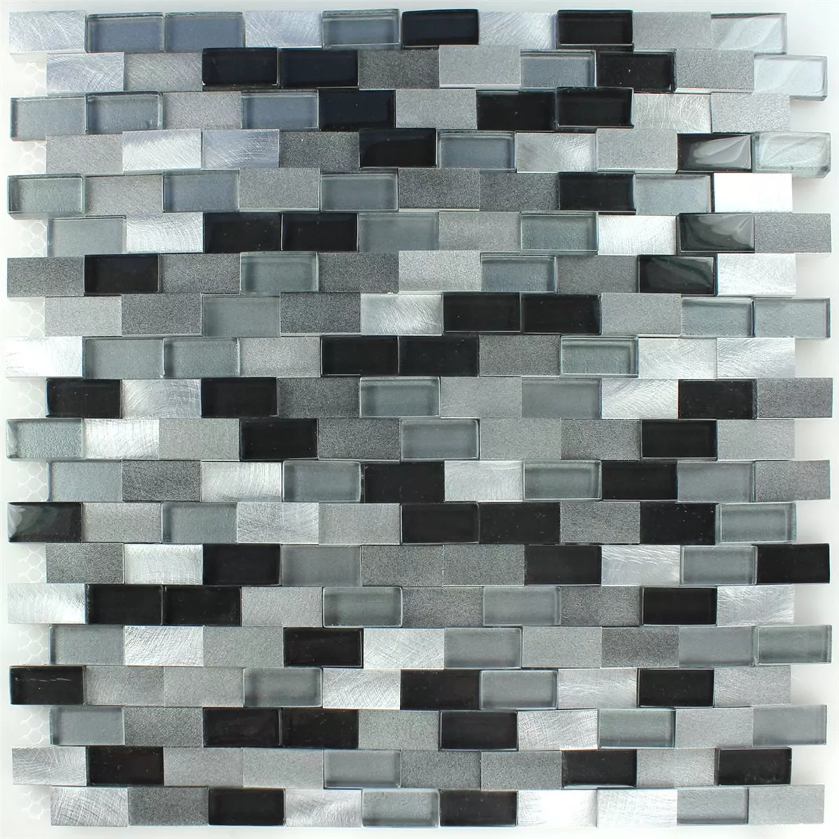 Azulejos De Mosaico Auminio Cristal Design 3D Negro Plateado