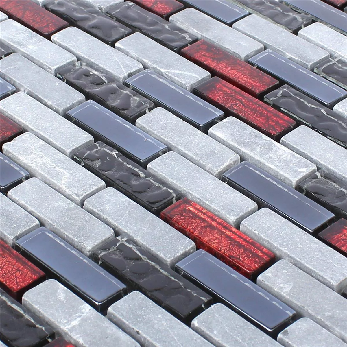 Mosaico De Cristal Azulejos De Piedra Natura Marley Negro Rojo Gris