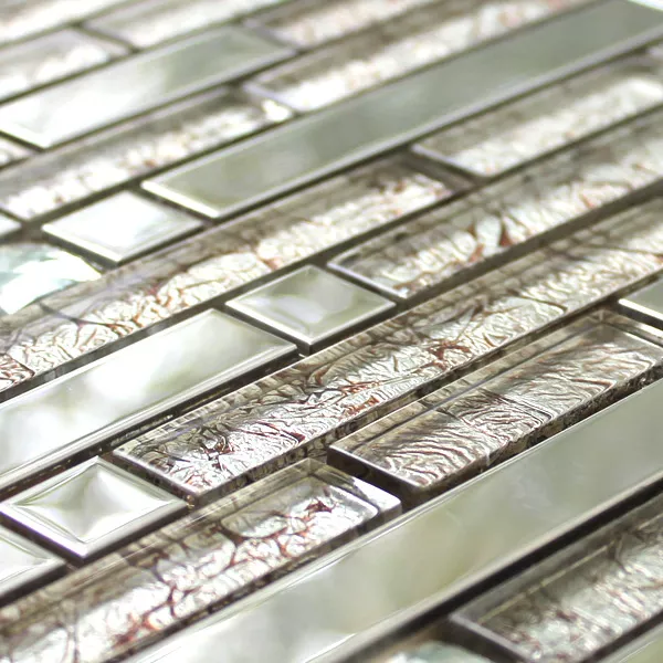 Azulejos De Mosaico Cristal Acero Inoxidable Diamante Pulido