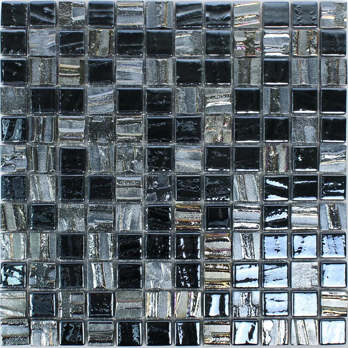 Muestra Mosaico De Cristal Azulejos Presley Negro Metálico