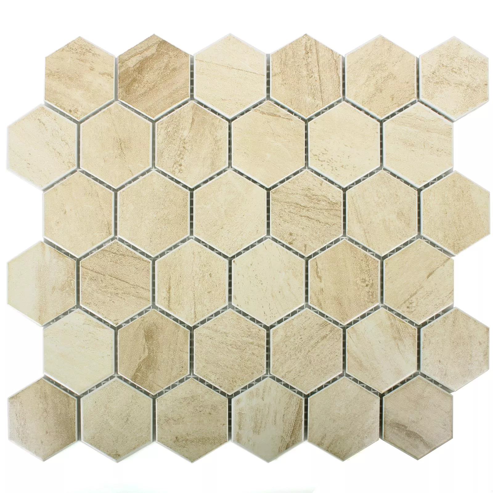 Muestra Cerámica Aspecto De Concreto Azulejos De Mosaico Shepherd Hexagonales Beige