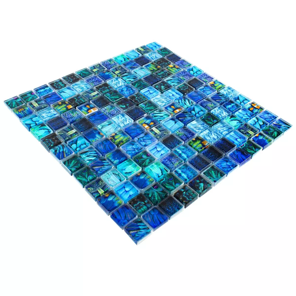 Mosaico de Cristal Azulejos Peafowl Azul 23