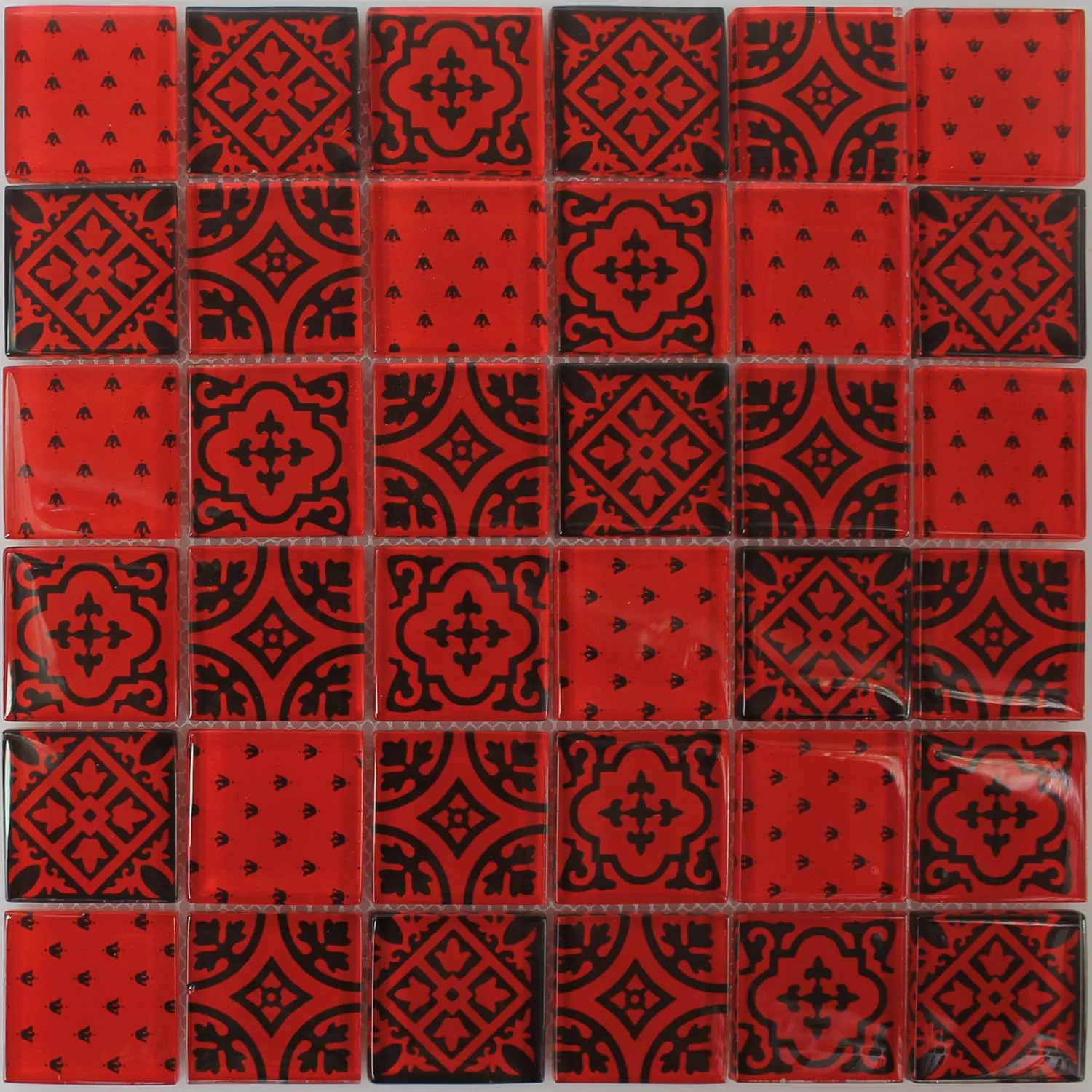 Azulejos De Mosaico Cristal Barock Ornamento Rojo