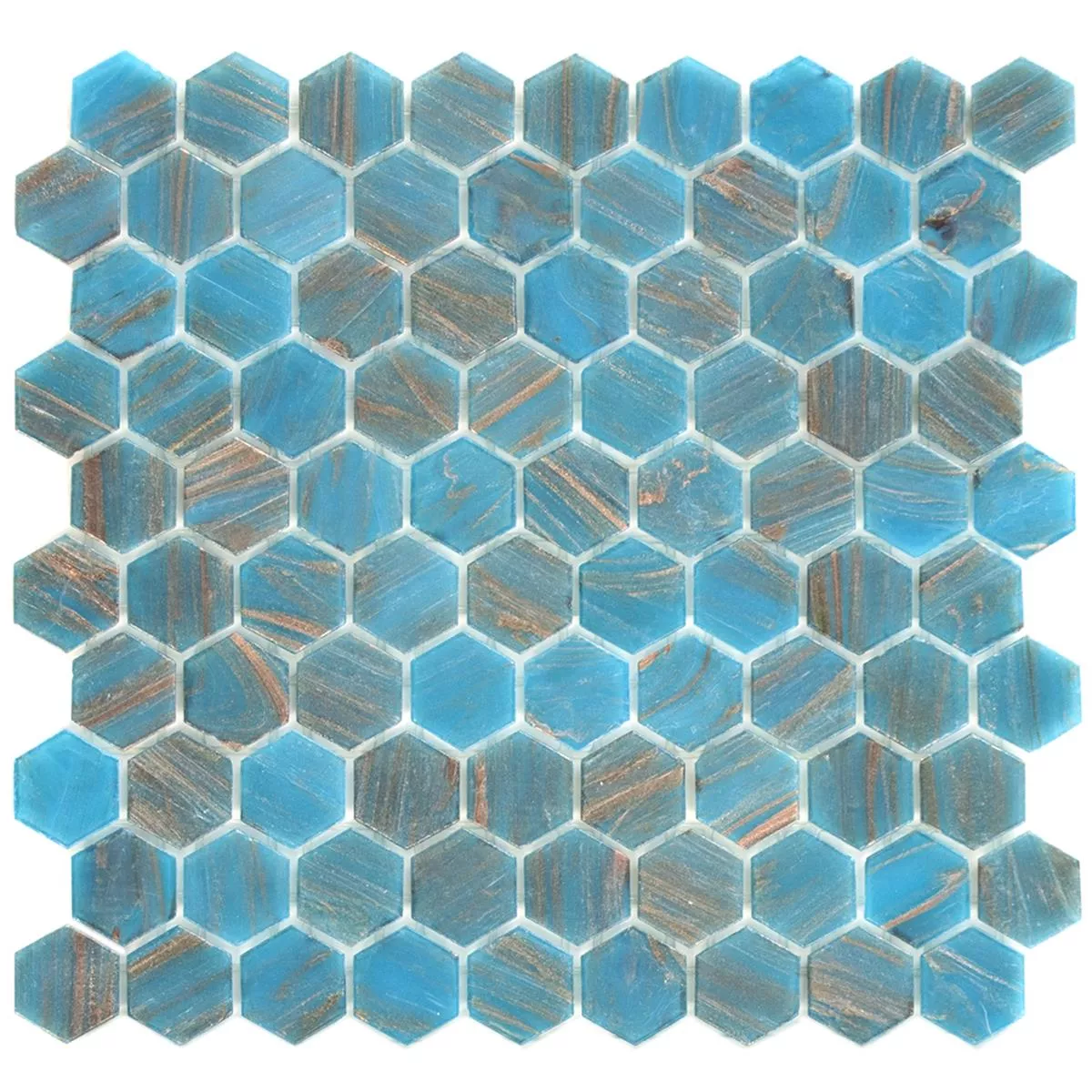 Mosaico de Cristal Azulejos Trend-Vi Cristal Hexagonales 242 Turquesa Azul