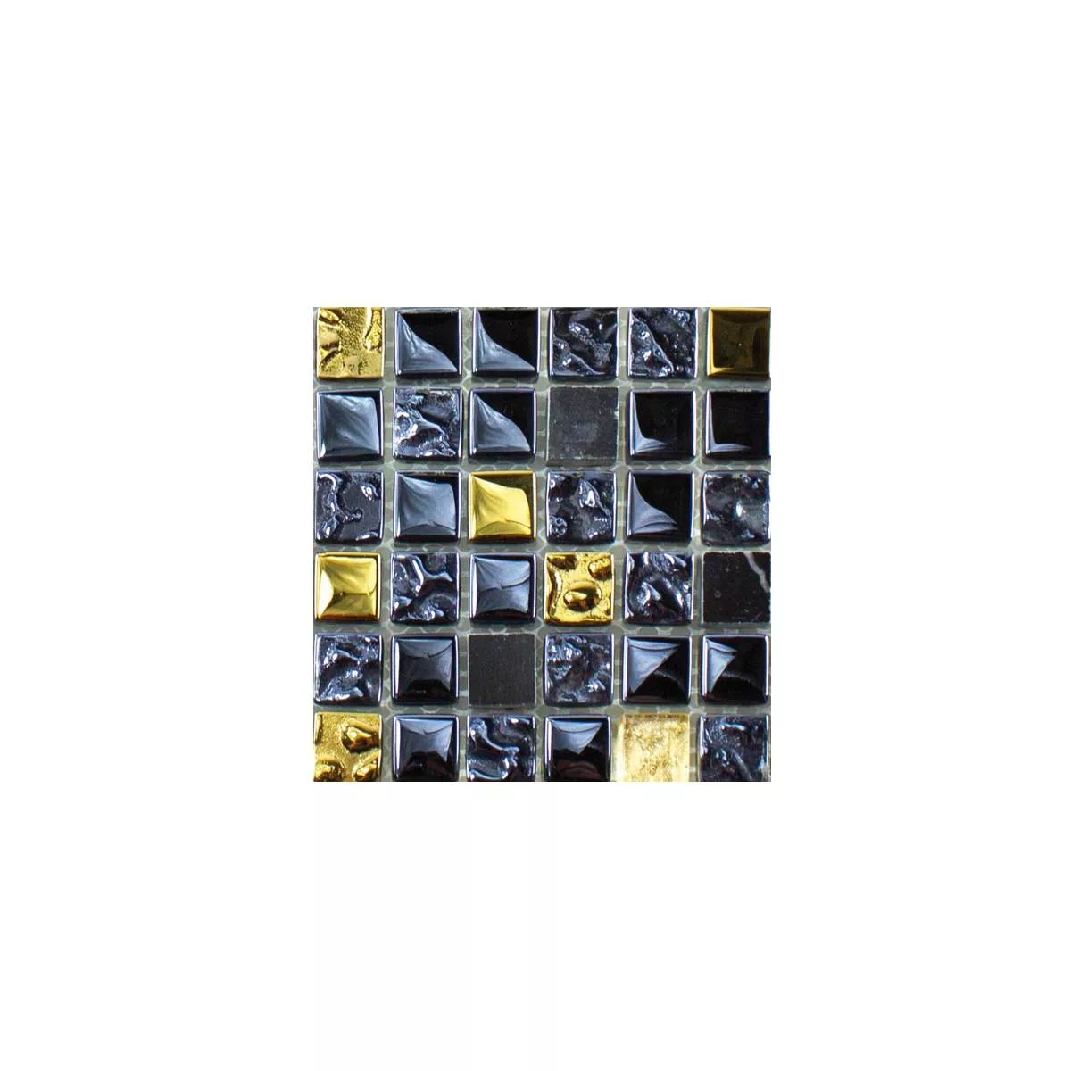 Muestra Cristal Piedra Natural Azulejos De Mosaico Cooktown Negro Oro