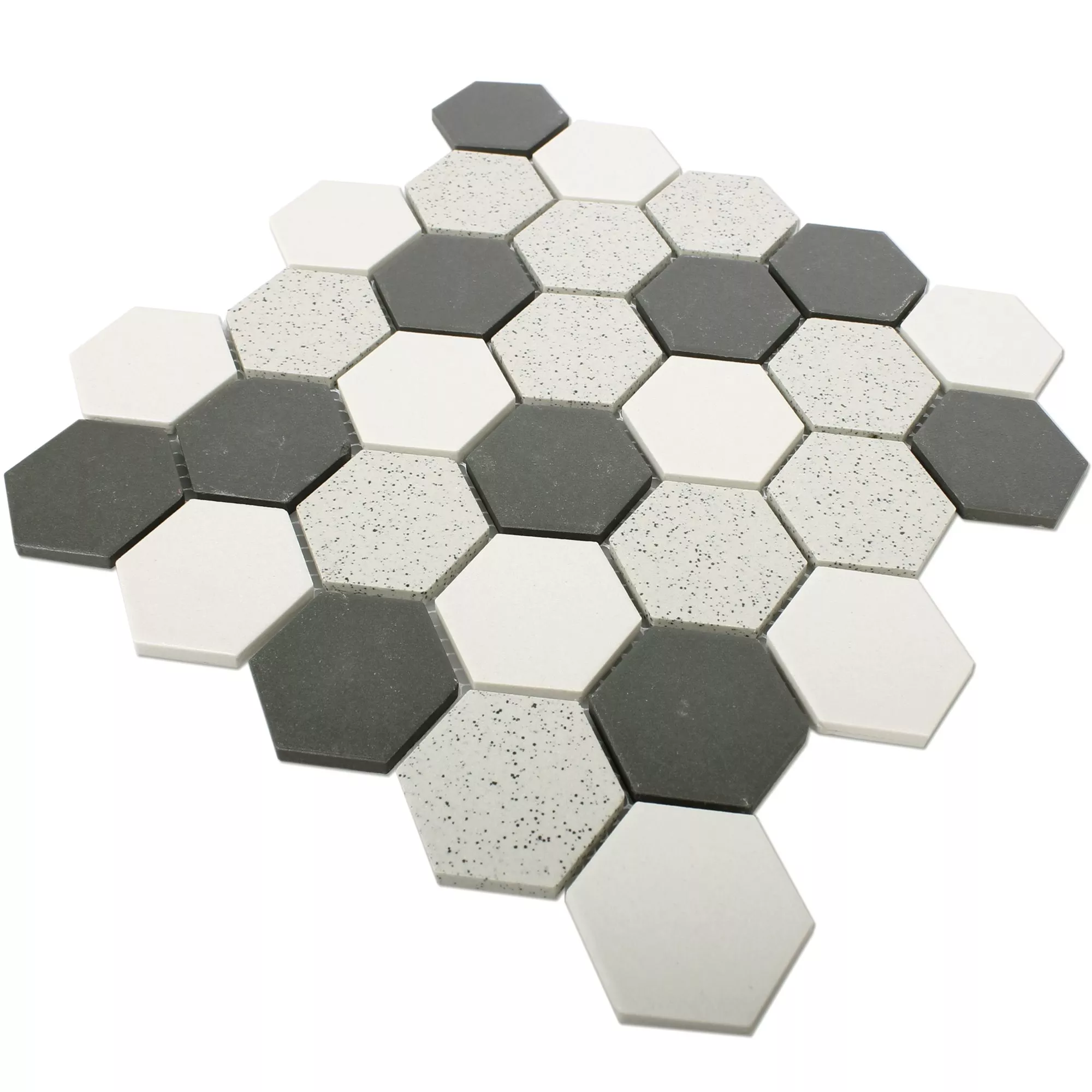 Cerámica Azulejos De Mosaico Monforte Hexagonales Negro Gris 51