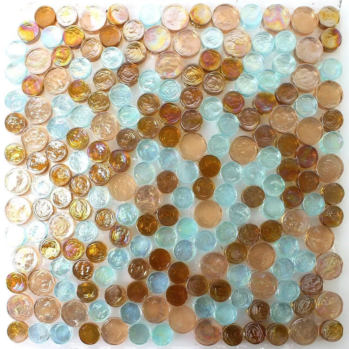 Azulejos De Mosaico Cristal Boton Marrón Turquesa Mezcla