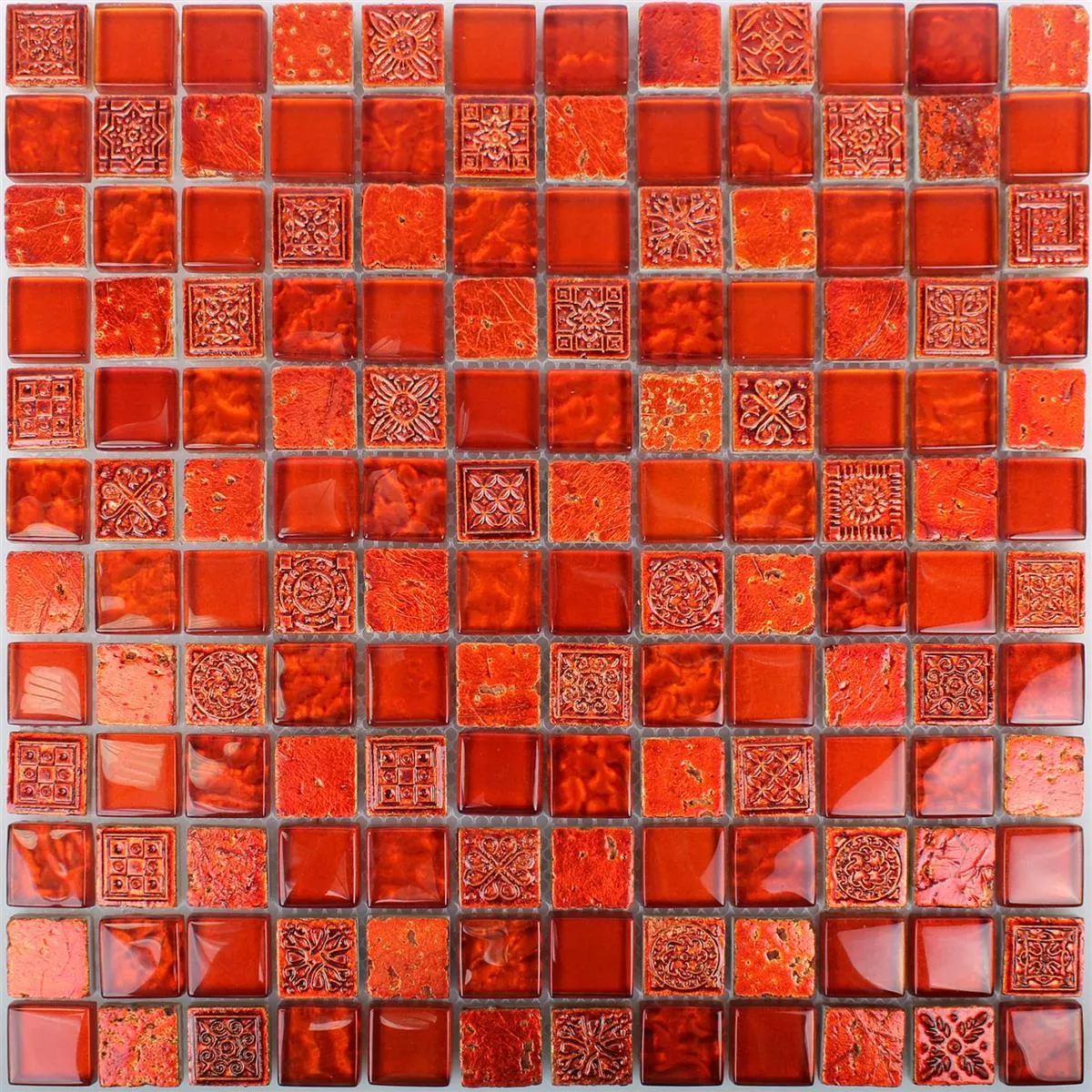 Azulejos De Mosaico Georgia Cristal Piedra Natural Mezcla Rojo