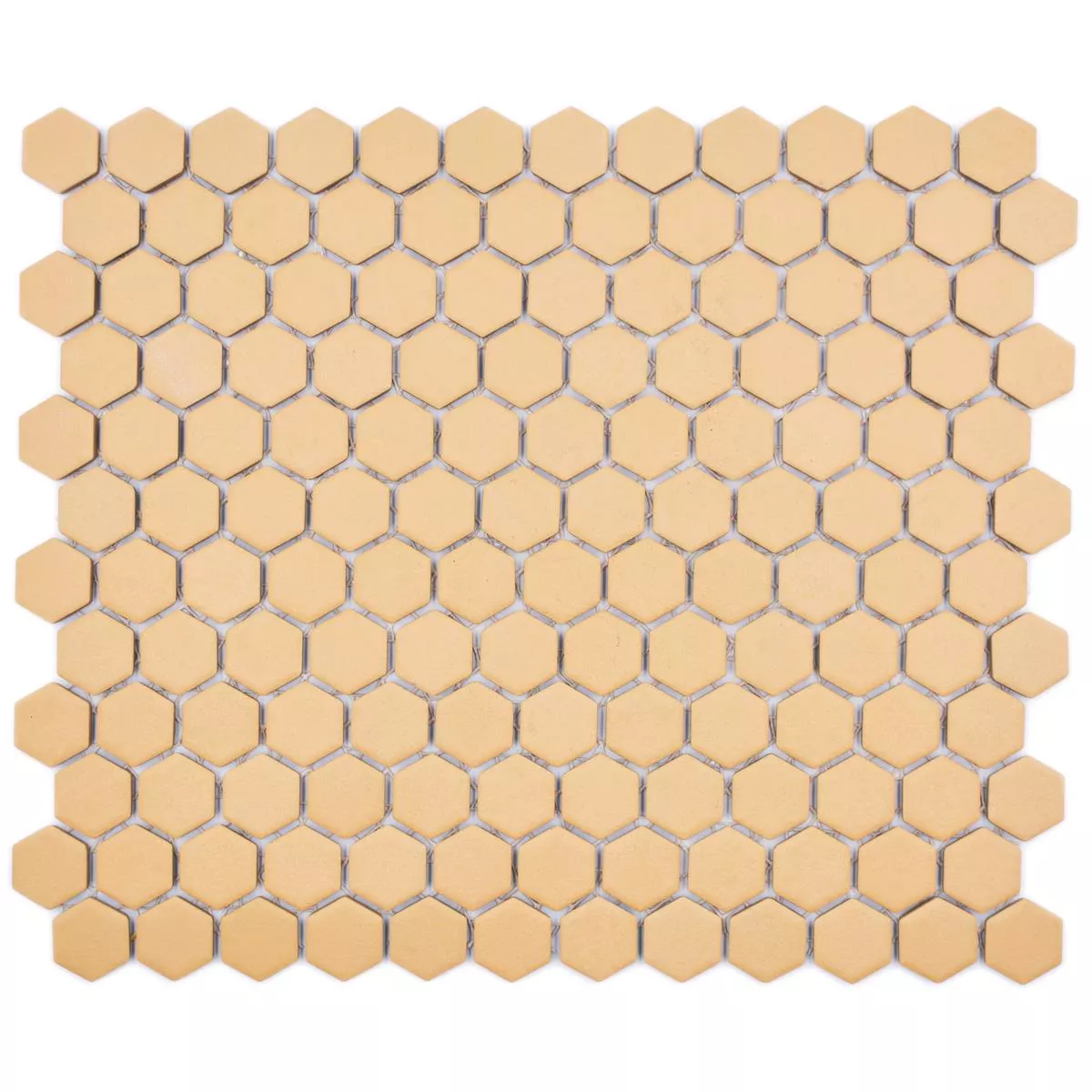 Muestra Mosaico Cerámico Bismarck R10B Hexagonales Ocre Naranja H23
