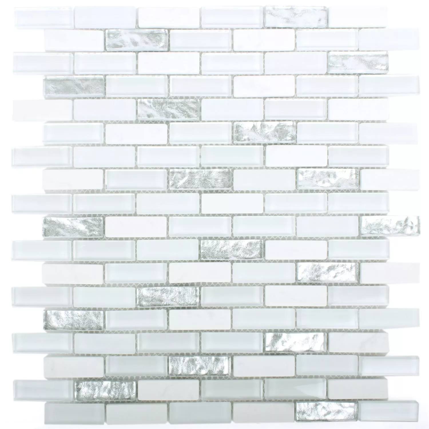 Muestra Azulejos De Mosaico Cristal Mármol Civan Blanco Plateado