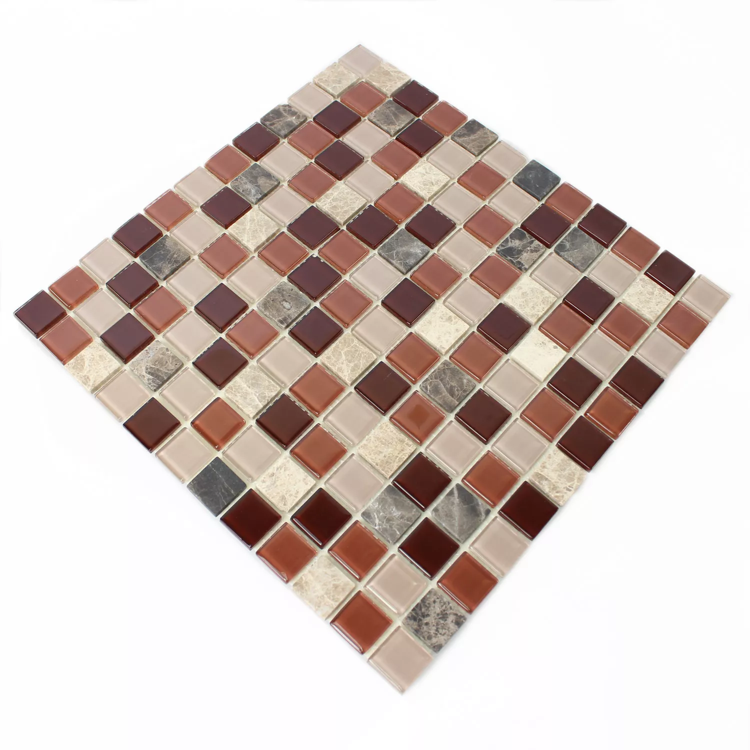 Muestra Autoadhesivoe Azulejos De Mosaico Beige Marrón Emperador