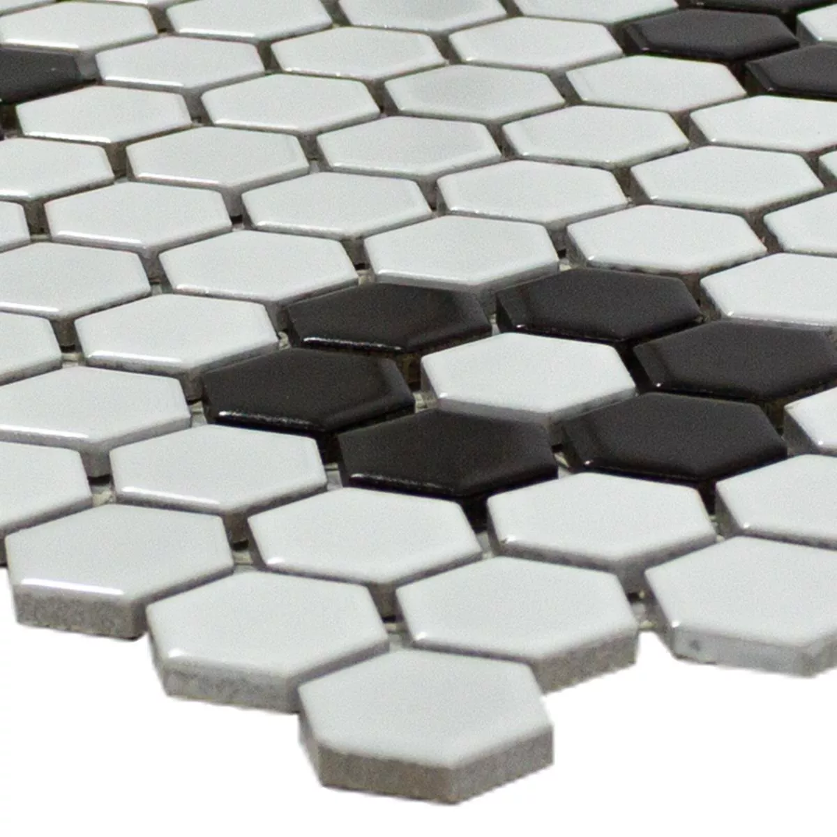 Azulejos De Mosaico Hexagonales Osaka Negro Blanco