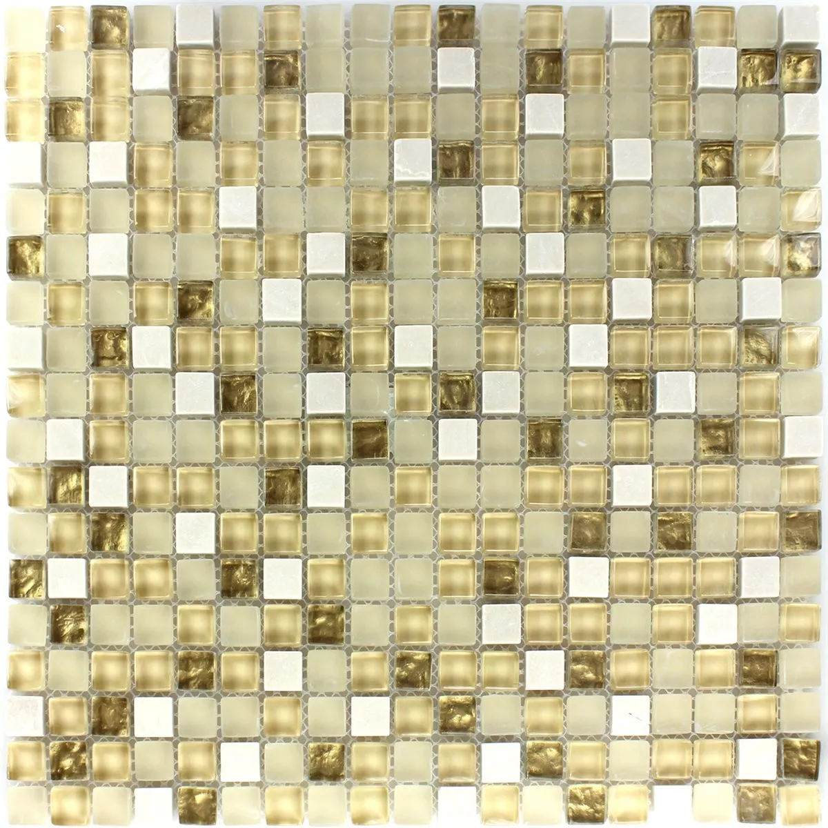 Azulejos De Mosaico Cristal Piedra Natural Blanco Oro Mezcla 15x15x8mm