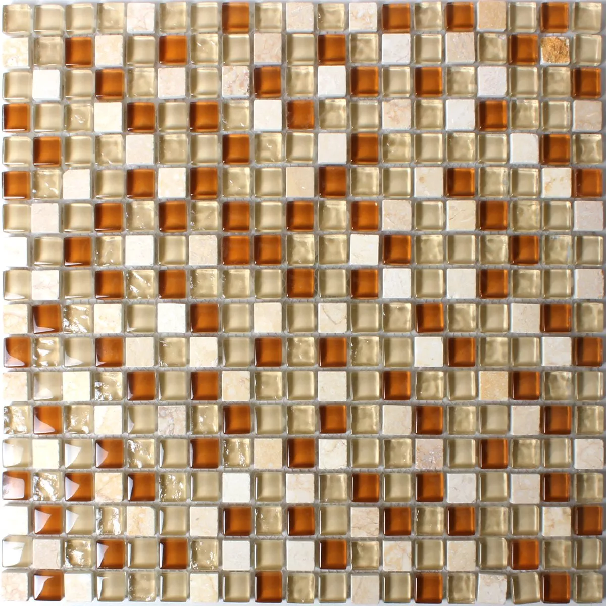 Muestra Azulejos De Mosaico Cristal Mármol Marrón Beige 