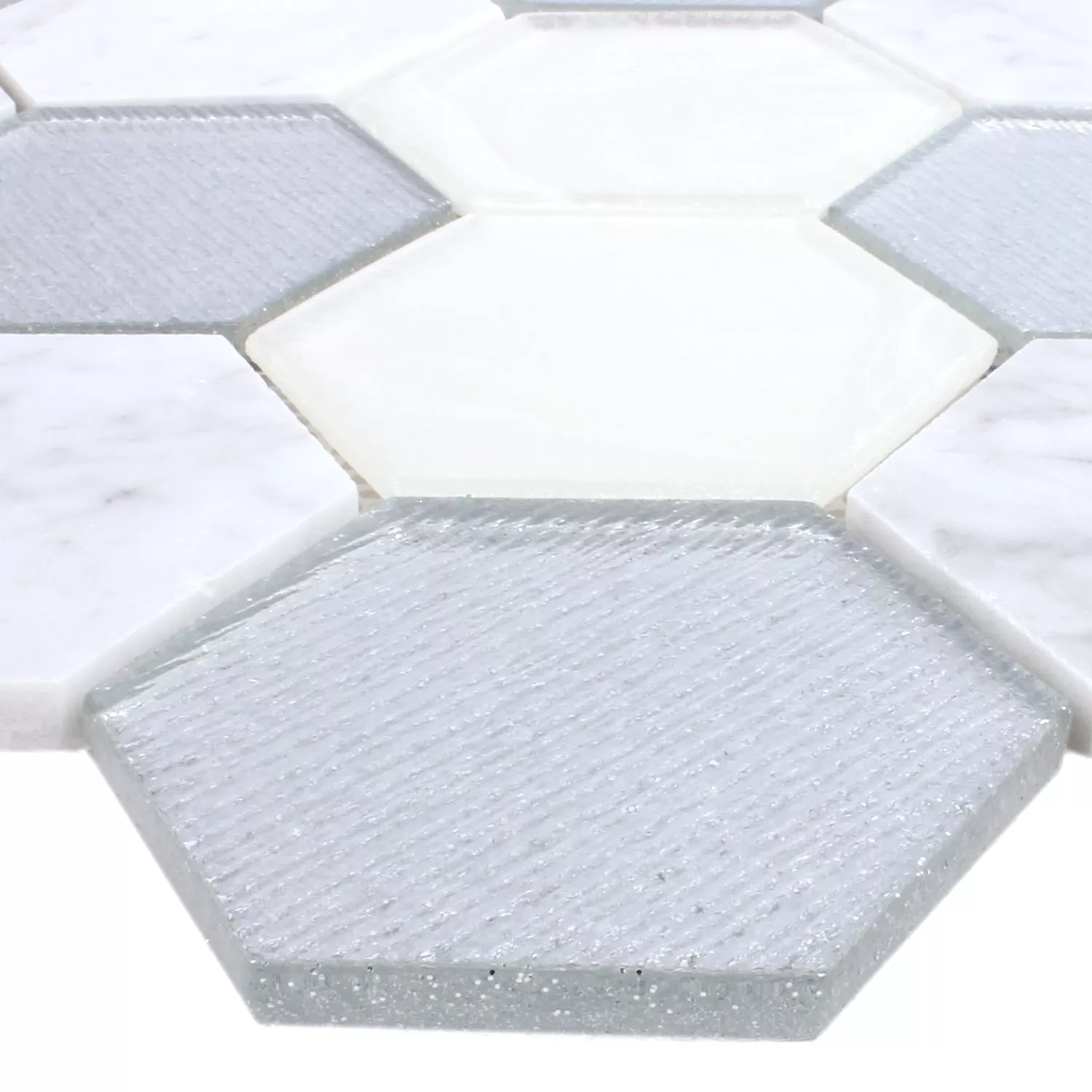 Azulejos De Mosaico Hexagonales Lipari Plateado Gris