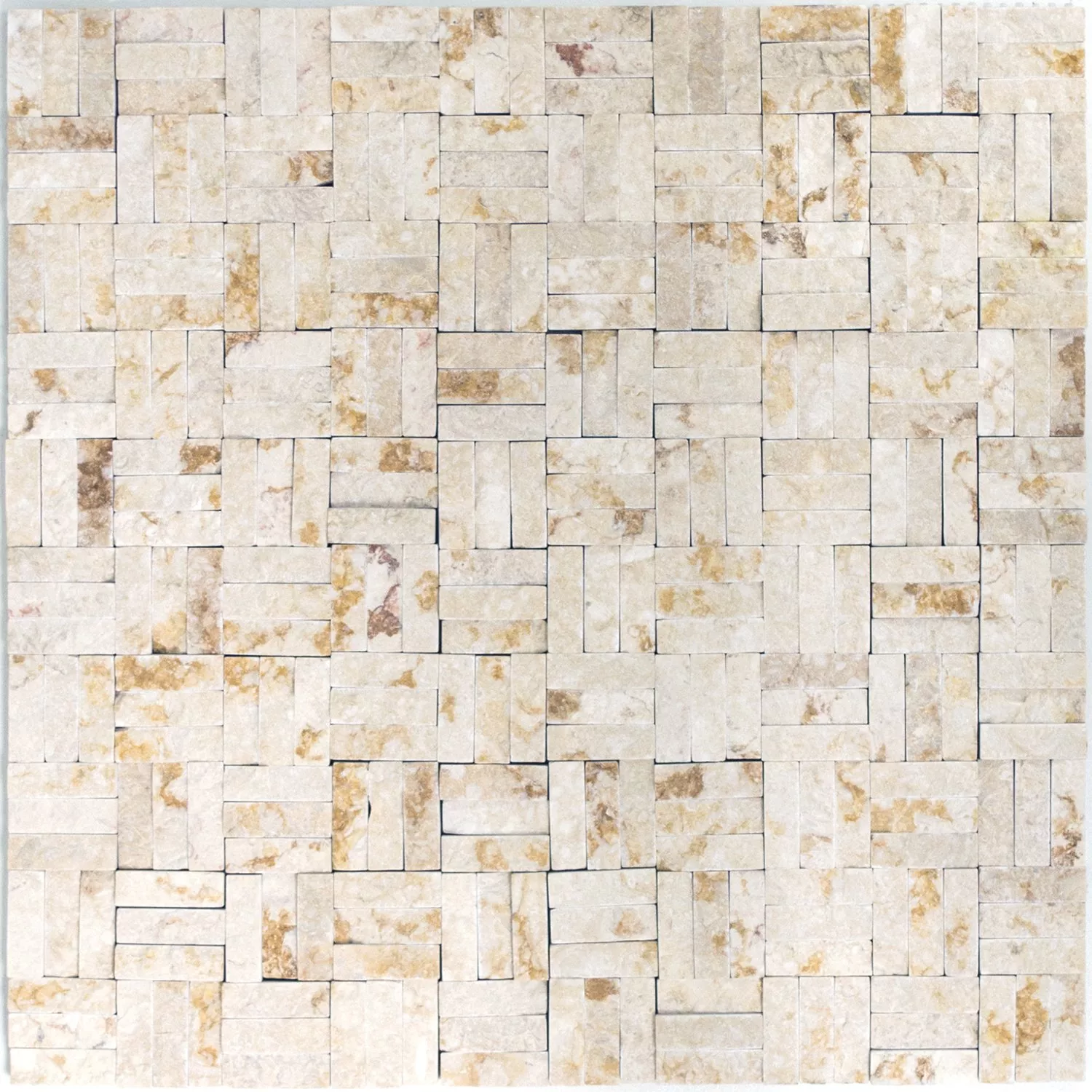 Muestra Mosaico De Piedra Natural Mármol Parkett Splitface 3D Beige