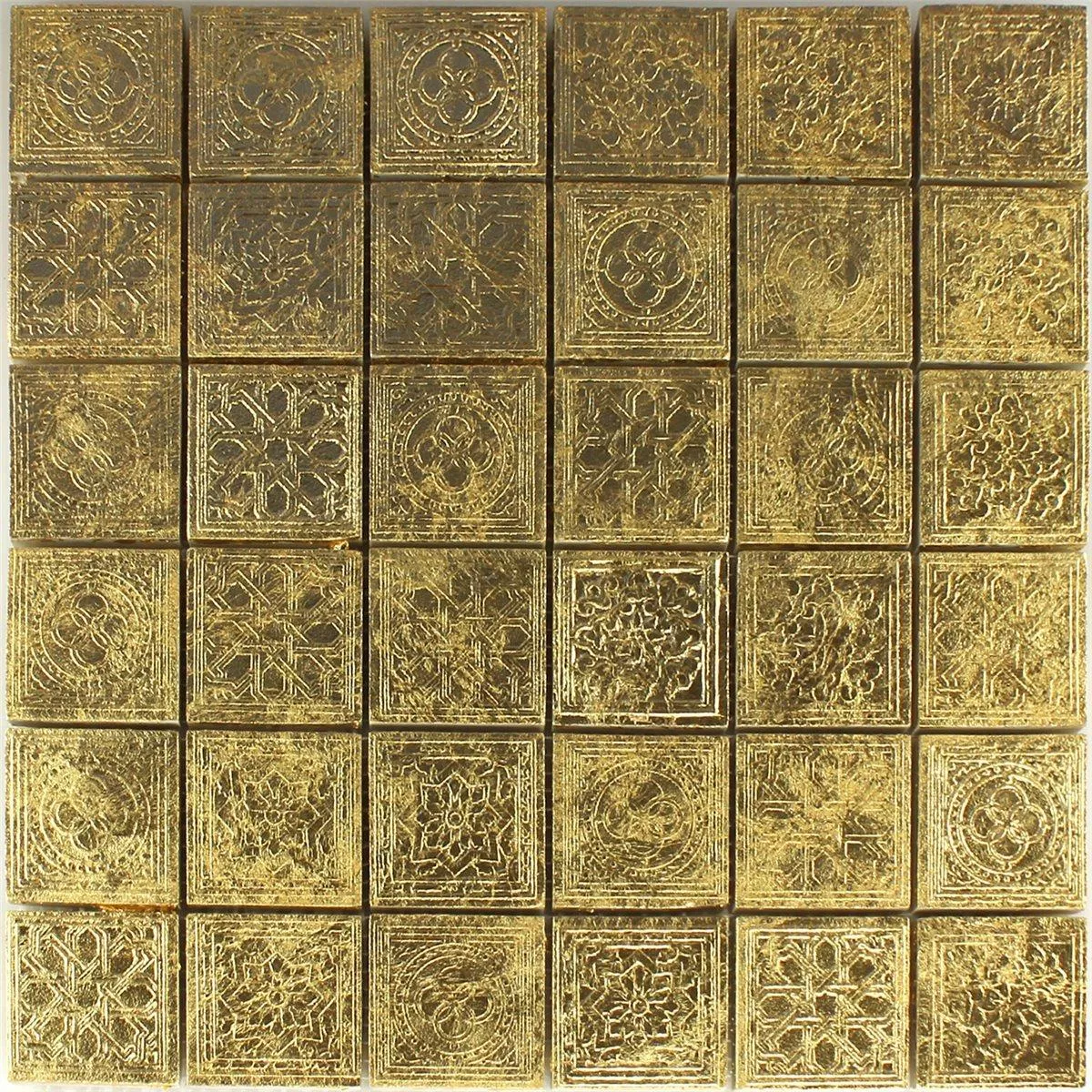 Azulejos De Mosaico Cerámica Oro 48x48x10mm
