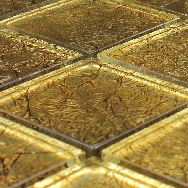 Muestra Mosaico De Cristal Azulejos  Oro Metal
