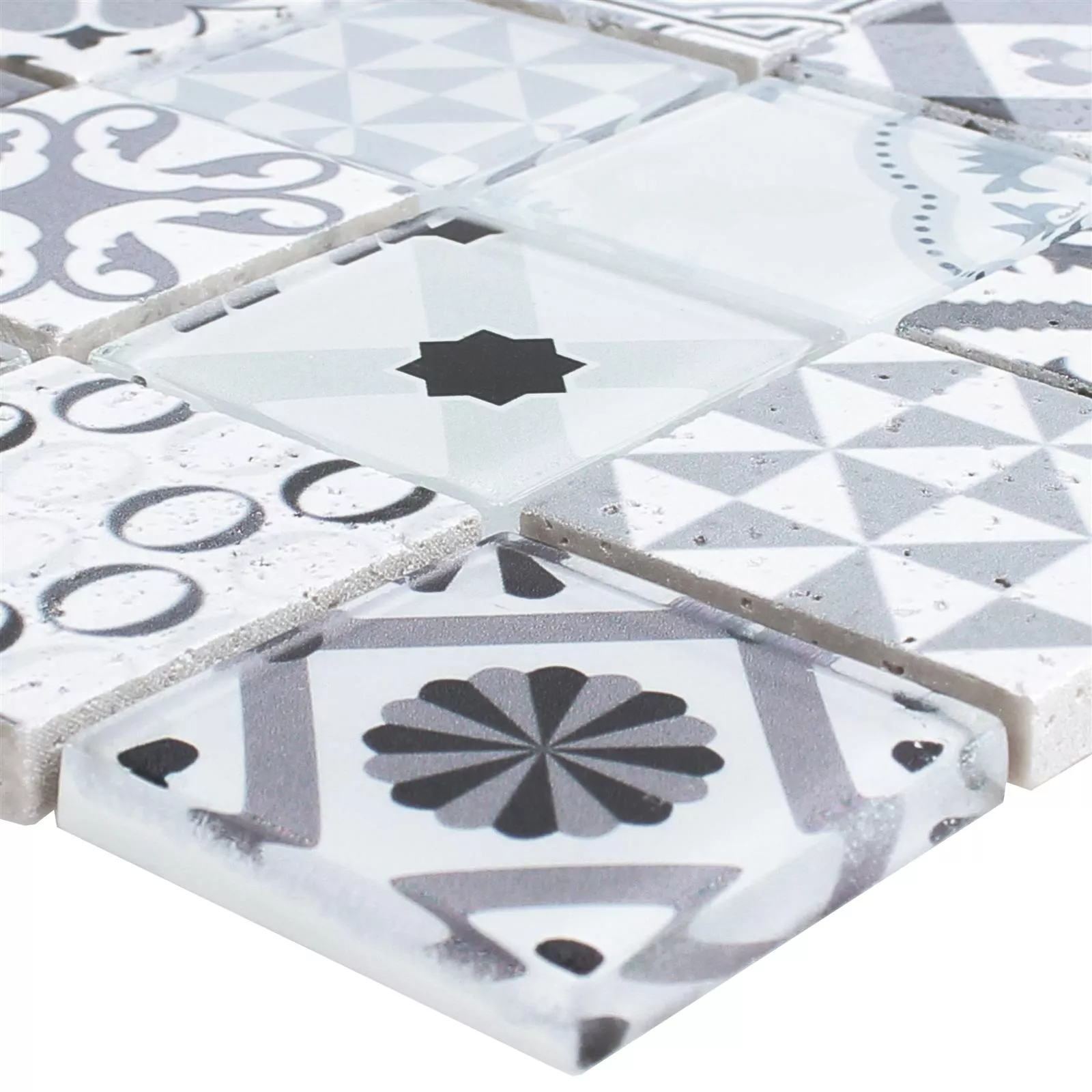 Cristal Piedra Natural Azulejos De Mosaico Vintage Anopolis Blanco Gris