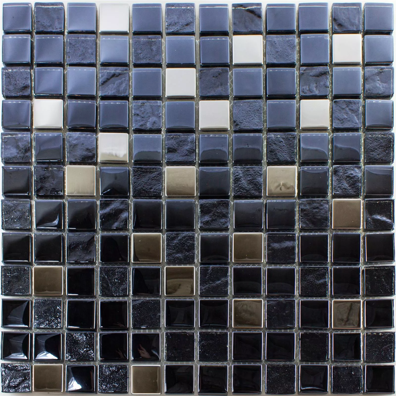 Mosaico De Cristal Azulejo Larisa Metallic Negro Plateado