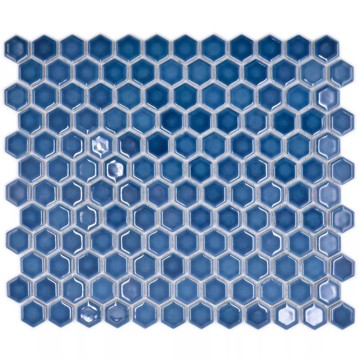 Muestra de Mosaico Cerámico Salomon Hexagonales Azul Verde H23