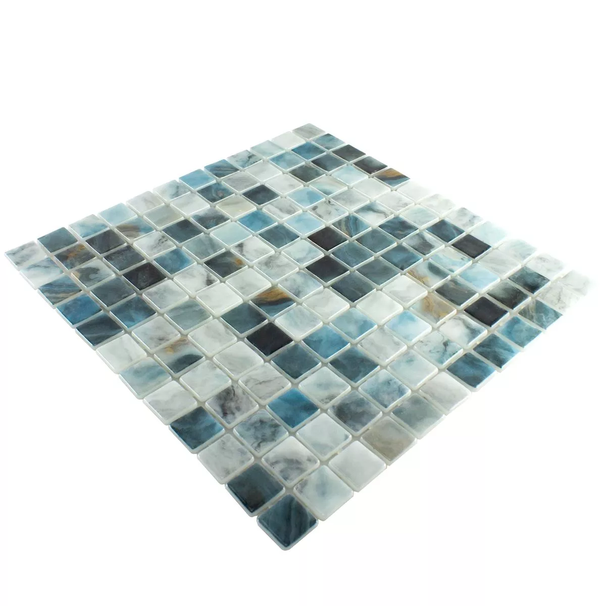 Vidrio Piscina Mosaico Baltic Azul Gris 25x25mm