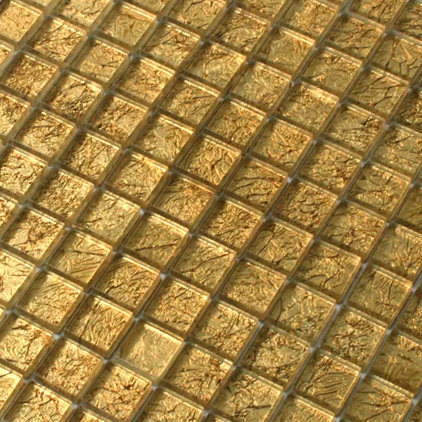 Mosaico De Cristal Azulejos 23x23x8mm Oro Metal