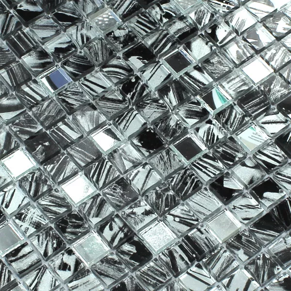 Mosaico De Cristal Espejo Gris Jaspeado 15x15x6mm