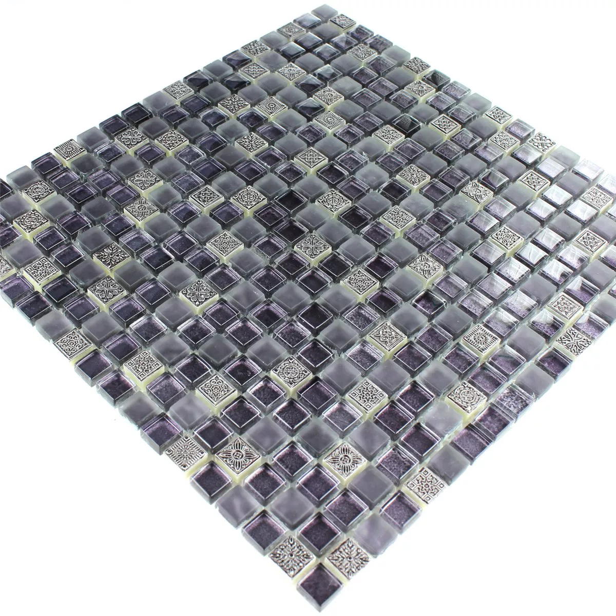 Azulejos De Mosaico Cristal Piedra Natural Ornamento Púrpura Mezcla