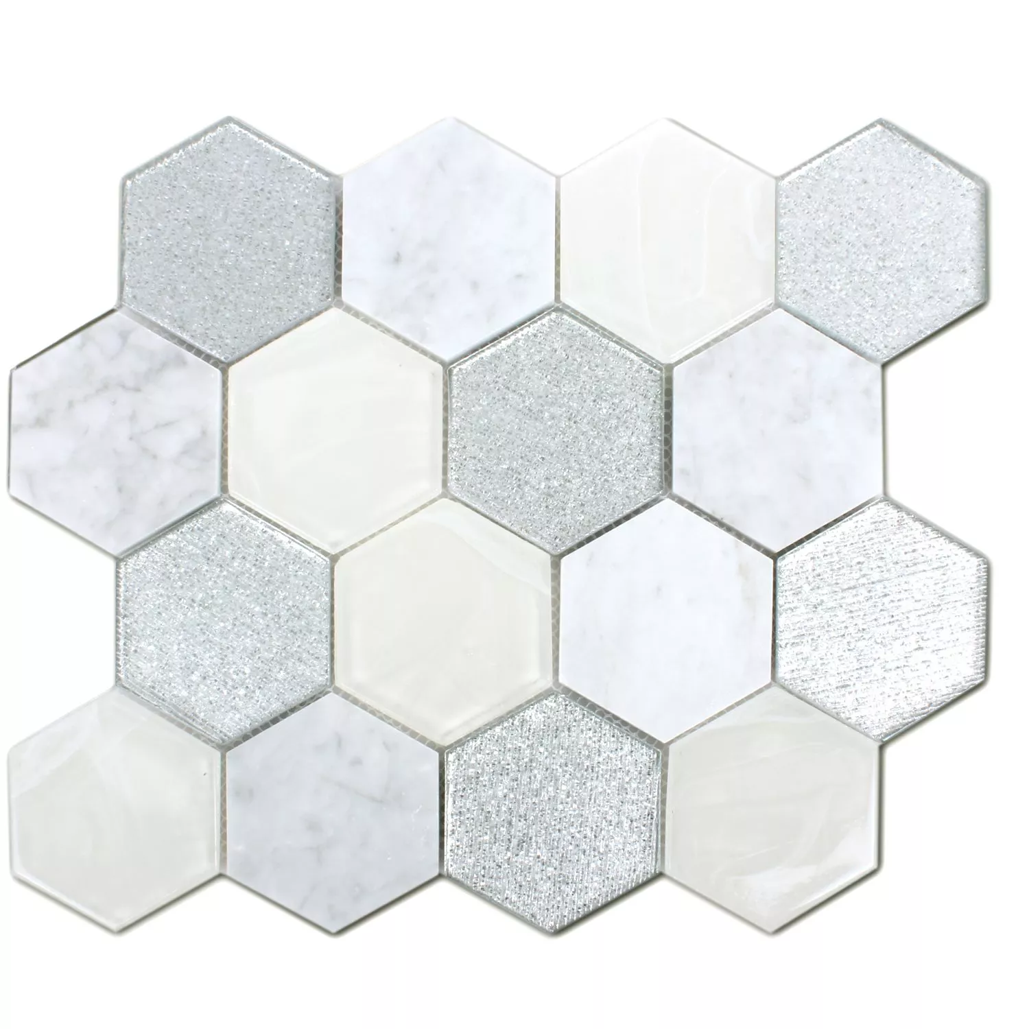 Azulejos De Mosaico Hexagonales Lipari Plateado Gris