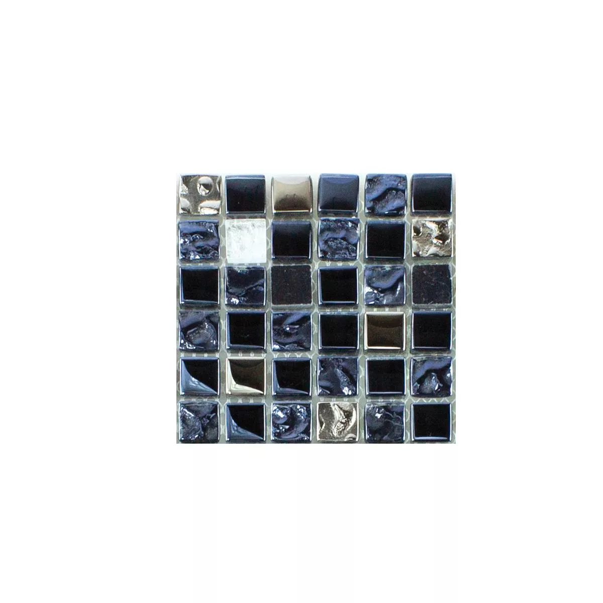 Muestra Cristal Piedra Natural Azulejos De Mosaico Cooktown Negro Plateado