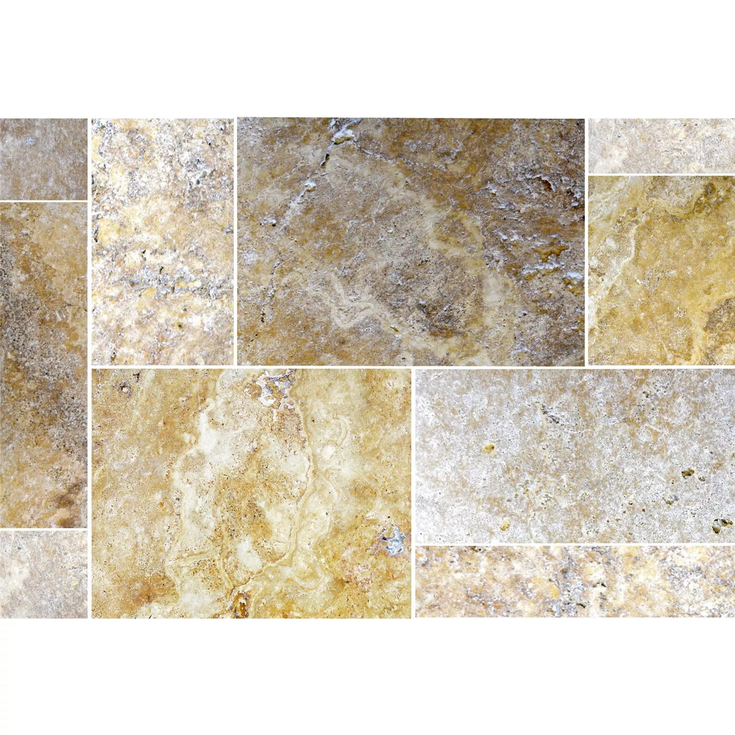 Azulejos De Piedra Natura Travertino Castello Oro Composite Romana