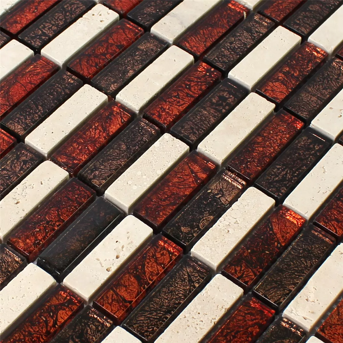Azulejos De Mosaico Piedra Natural Cristal Rojo Marrón Beige Stick