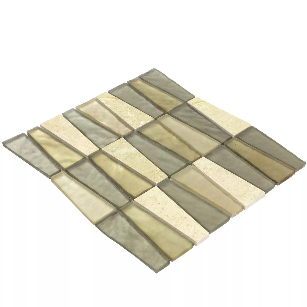 Muestra Vidrio Piedra Natural Mosaico Azulejos Marseille Beige Marrón Mix 