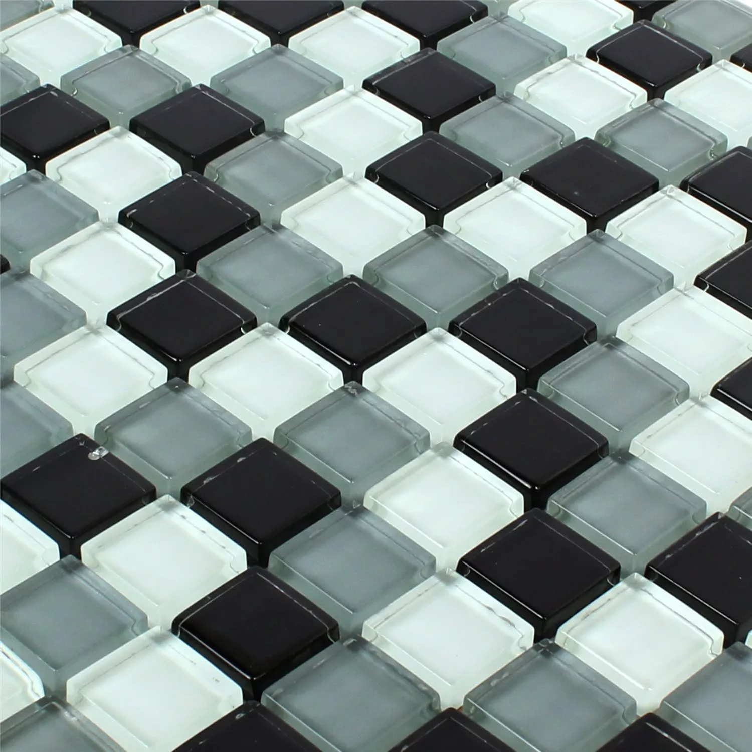 Azulejos De Mosaico Cristal Palmas Negro Gris Blanco