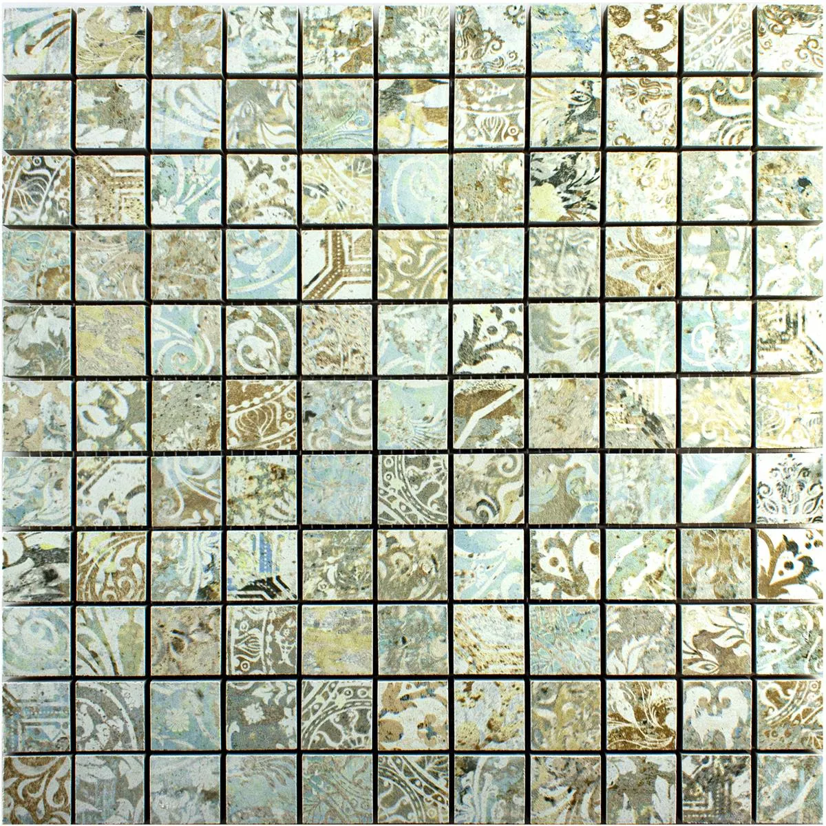 Mosaico Cerámico Azulejos Bellona Efecto Colorido 25x25mm