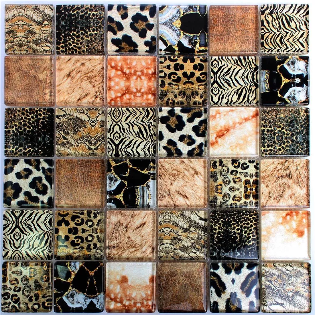 Muestra Mosaico de Cristal Azulejos Safari Negro Beige