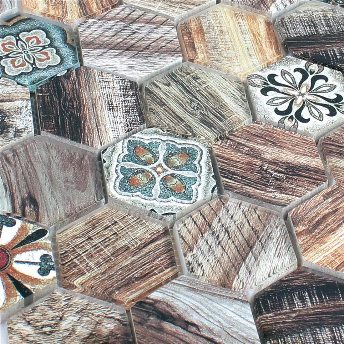 Cristal Mosaico De Piedra Natural Eritrea Aspecto de Madera Marrón Gris