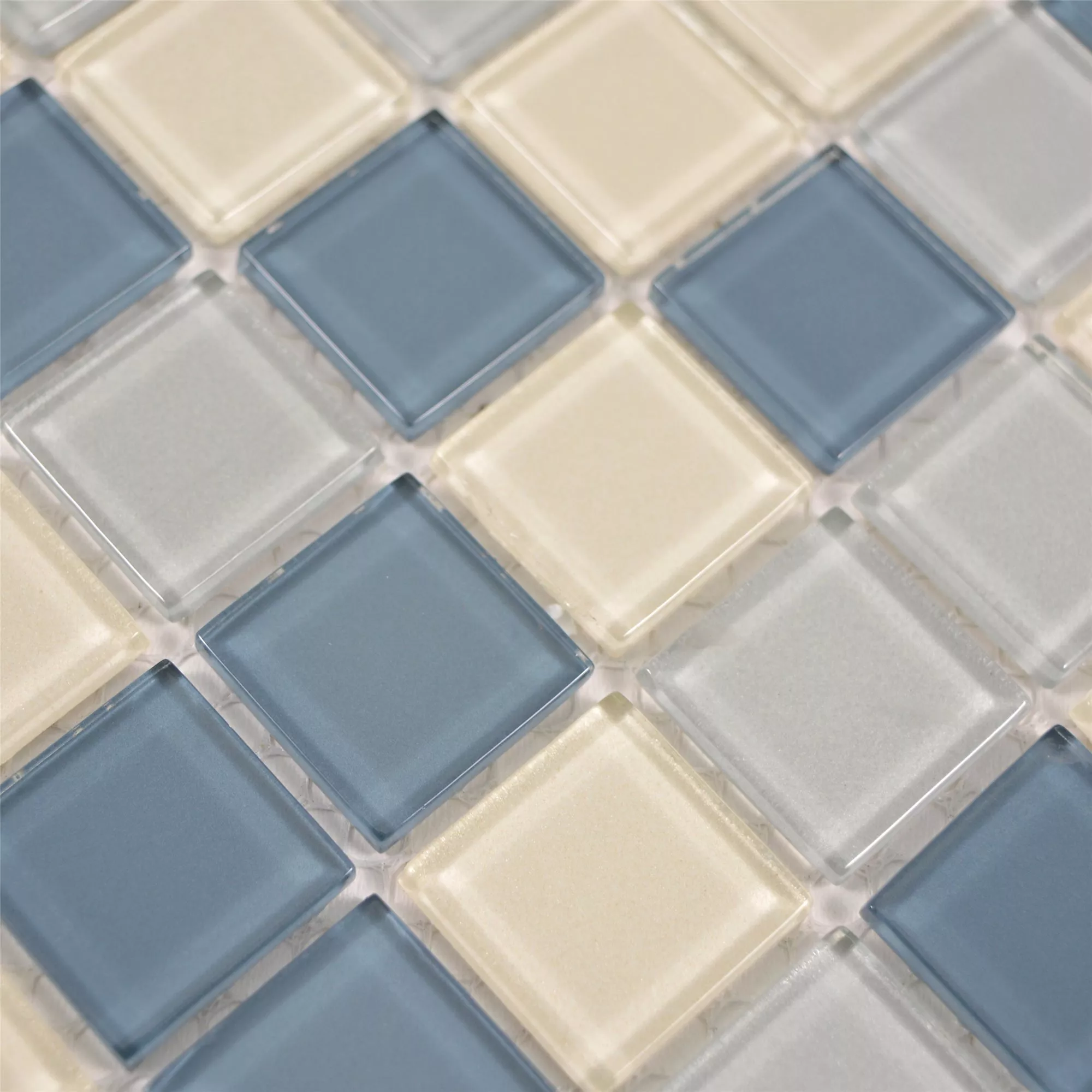Mosaico De Cristal Azulejos Bommel Plateado Blanco Azul
