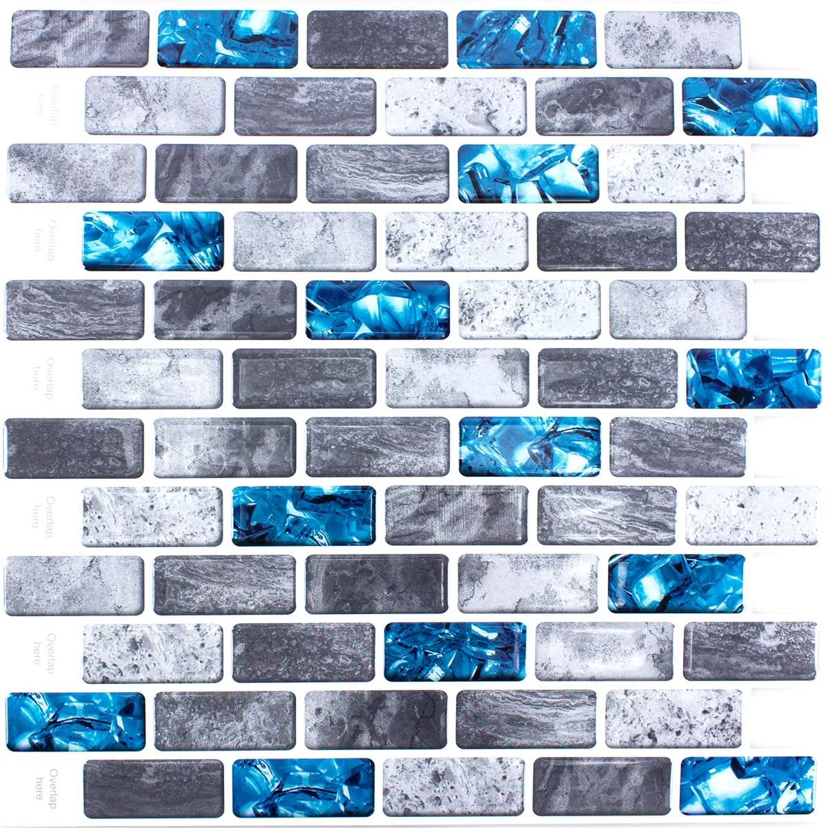 Muestra Vinilo Azulejos De Mosaico Belleza Azul Gris Autoadhesivo