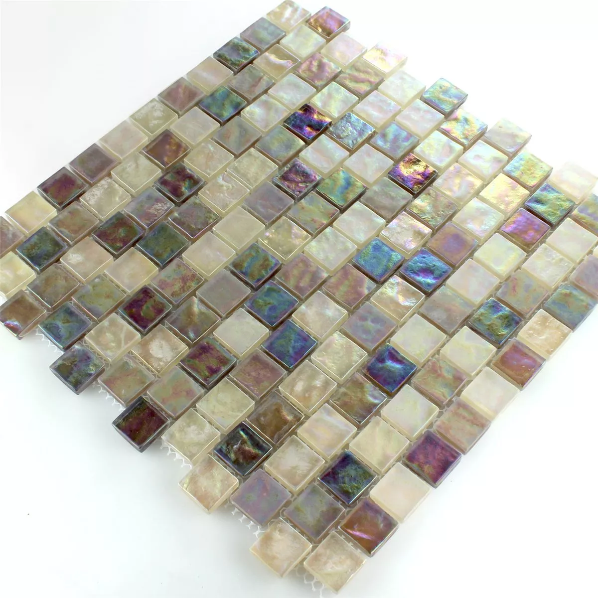 Azulejos De Mosaico Cristal Efecto Nacarado Crema