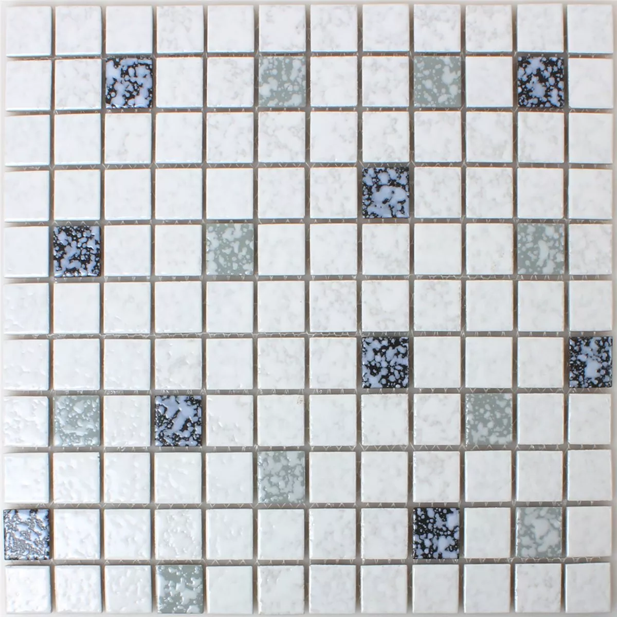 Muestra Azulejos De Mosaico Cerámica Blanco Negro Forjado