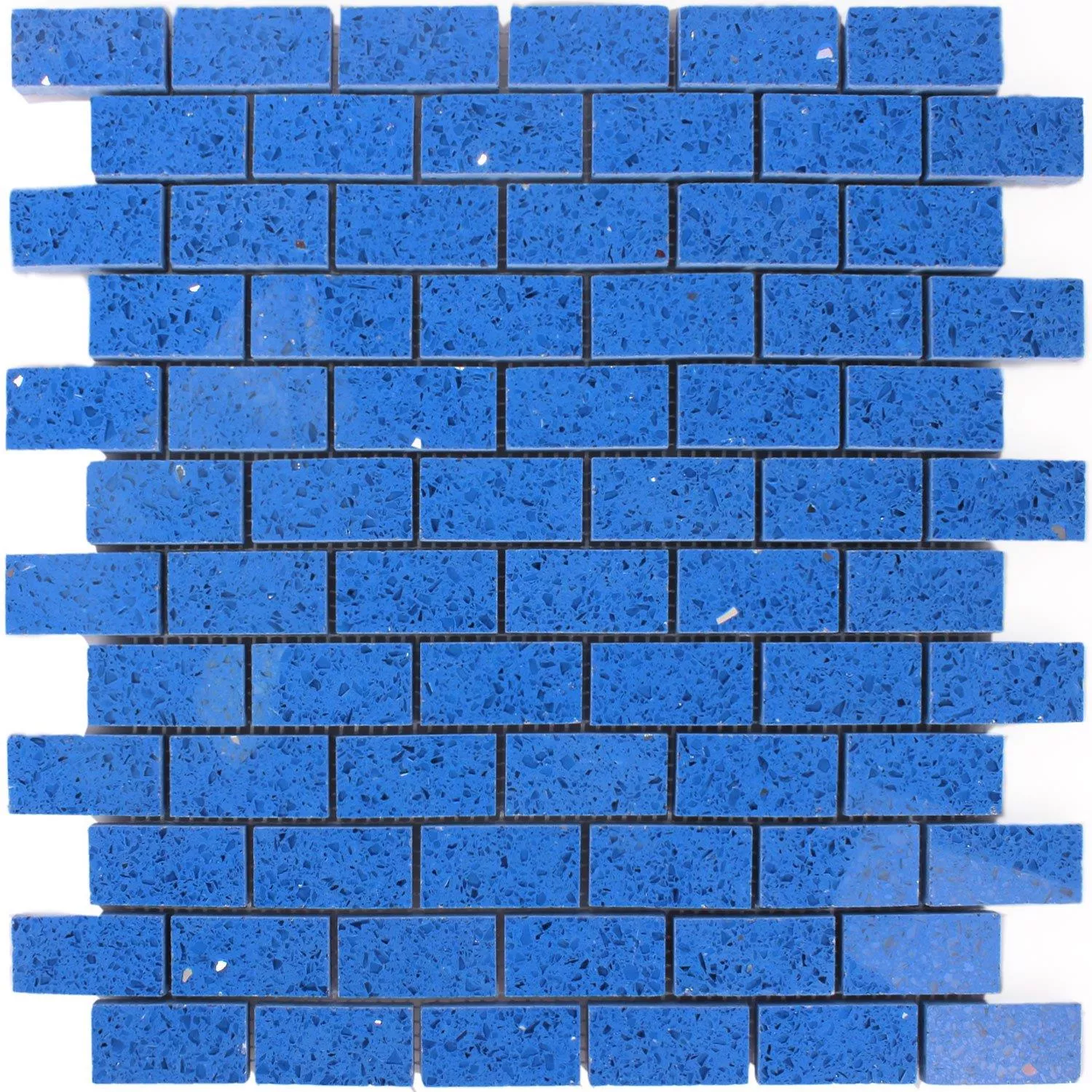 Muestra Azulejos De Mosaico Resina Cuarzo Azul