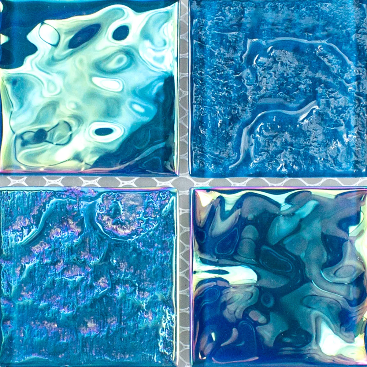 Muestra Mosaico de Cristal Azulejos Efecto Nacarado Carlos Azul 48