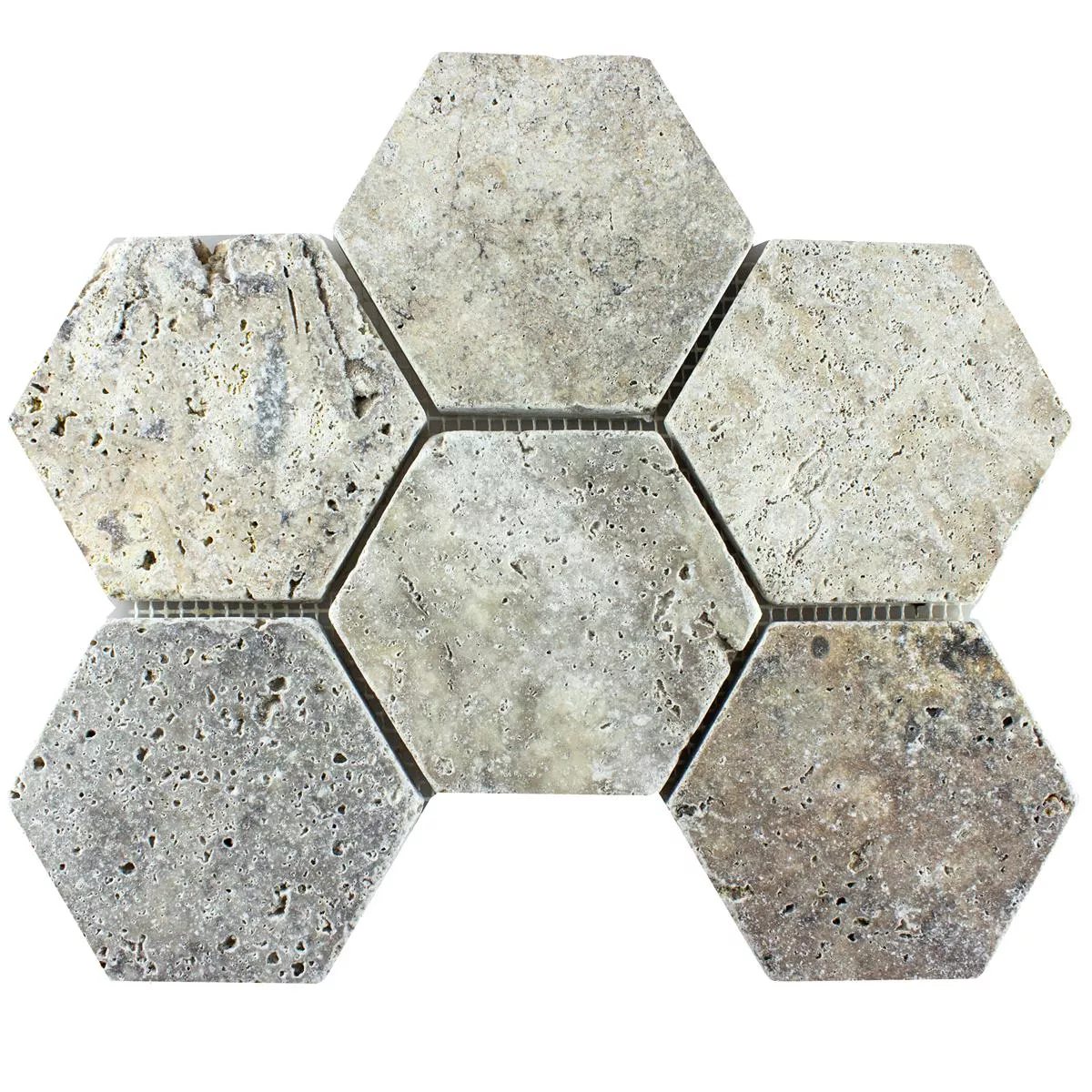 Travertino Piedra Natural Azulejos De Mosaico Mercado Hexagonales Plateado