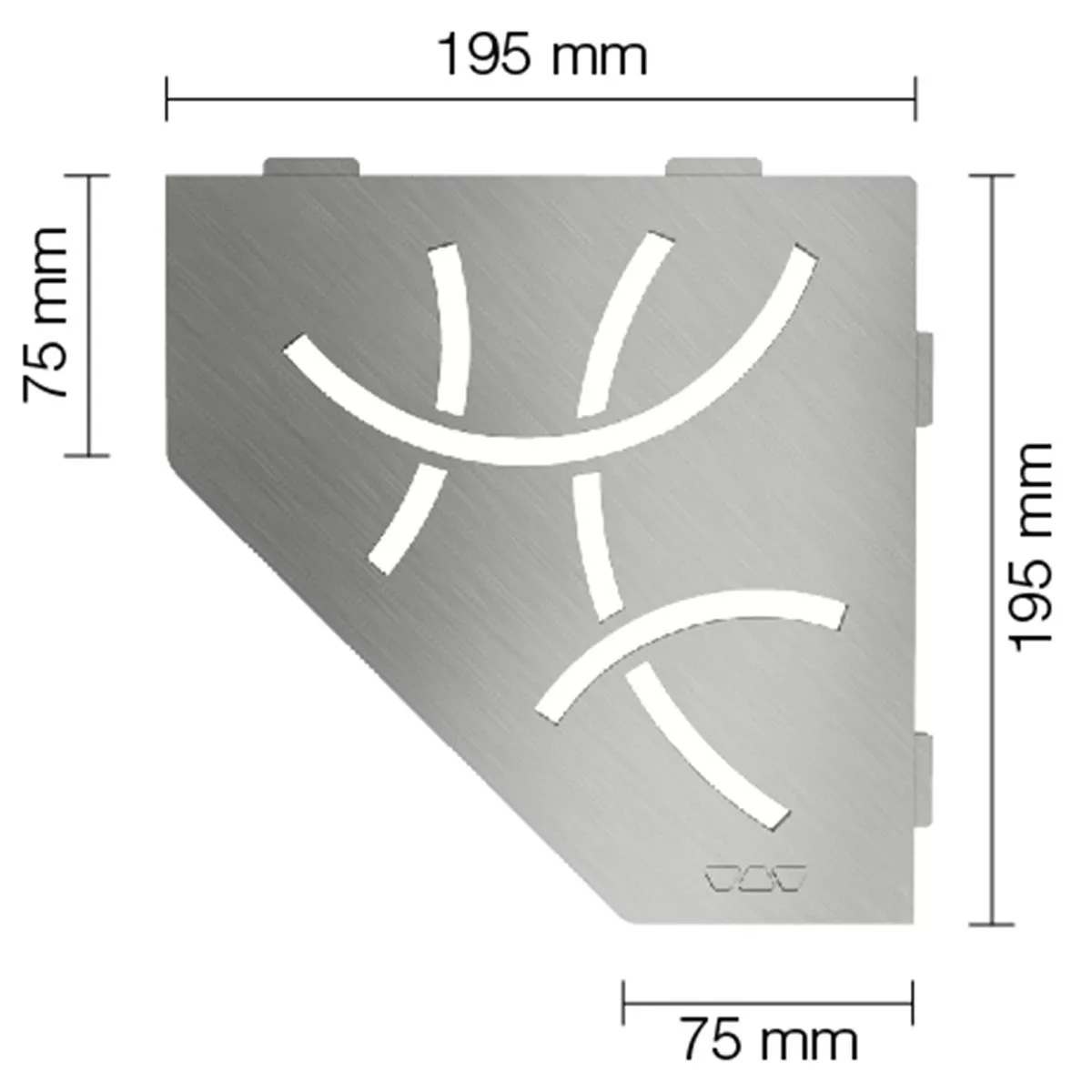 Estante de pared estante de ducha Schlüter 5eck 19,5x19,5cm Curve acero inoxidable