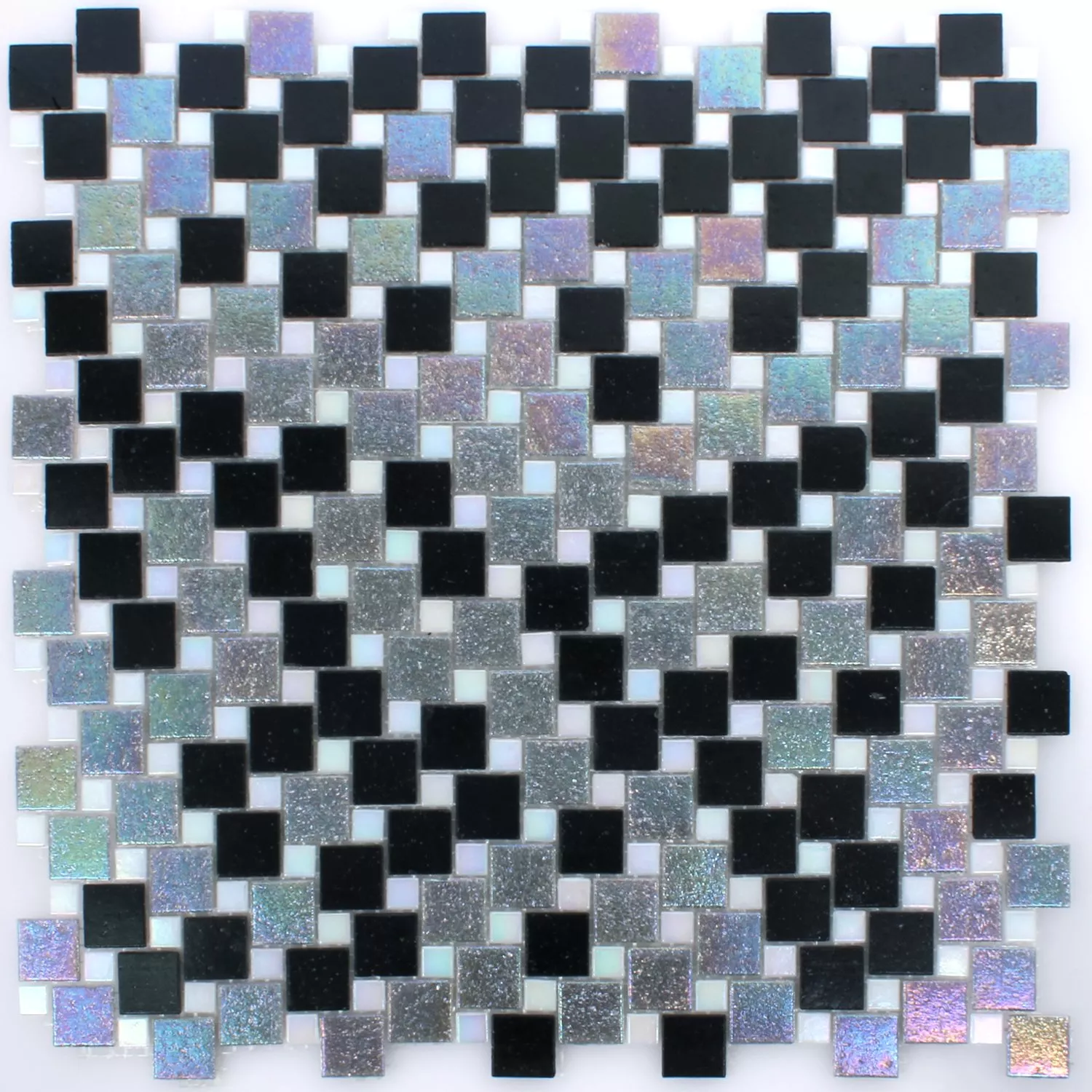Muestra Azulejos De Mosaico Cristal Tahiti Gris Negro