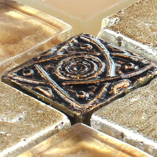Mosaico De Cristal Azulejos De Piedra Natura Kobold Marrón Beige Oro