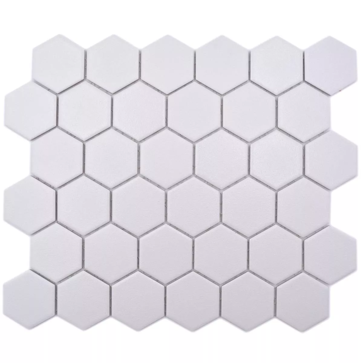 Muestra Mosaico Cerámico Bismarck R10B Hexagonales Blanco H51